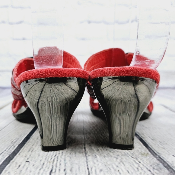 HELLE COMFORT | snake reptile print leather open toe comfort heeled sandals - Picture 7 of 13